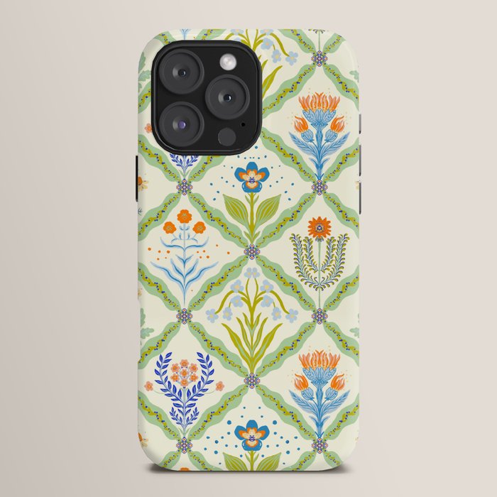 Vintage Botanical Floral Tile Pattern iPhone Case
