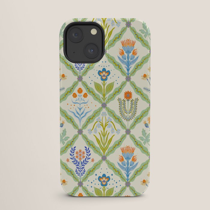 Vintage Botanical Floral Tile Pattern iPhone Case