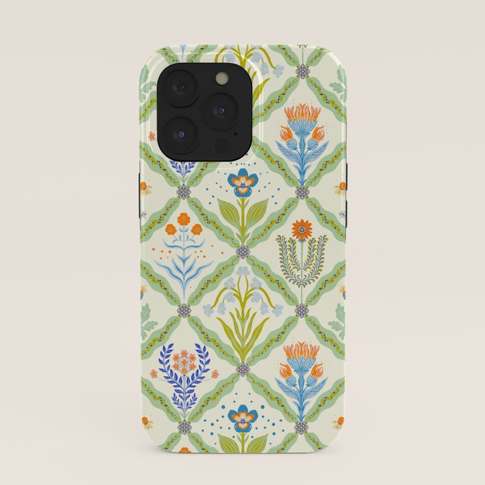 Vintage Botanical Floral Tile Pattern iPhone Case