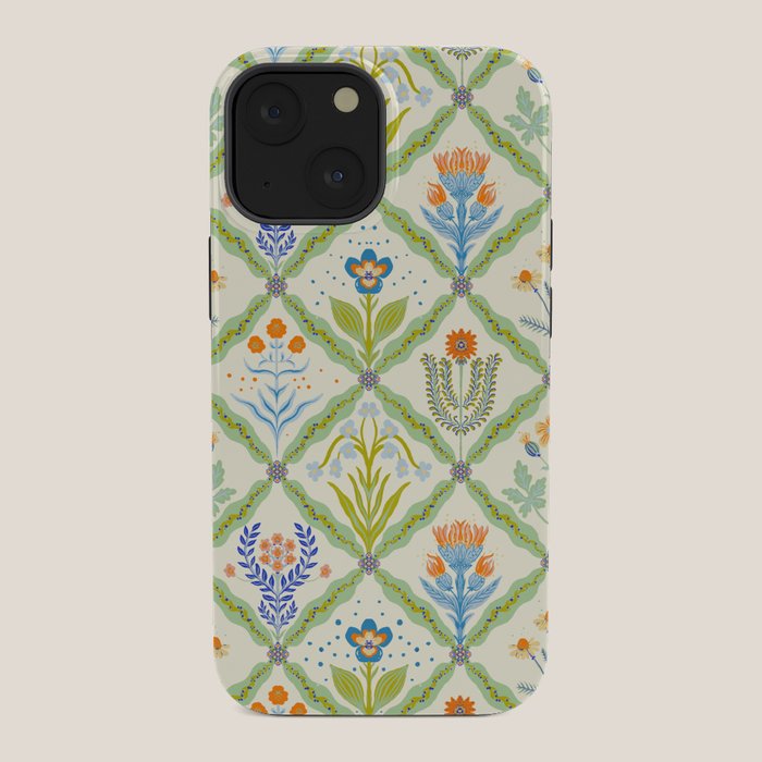Vintage Botanical Floral Tile Pattern iPhone Case