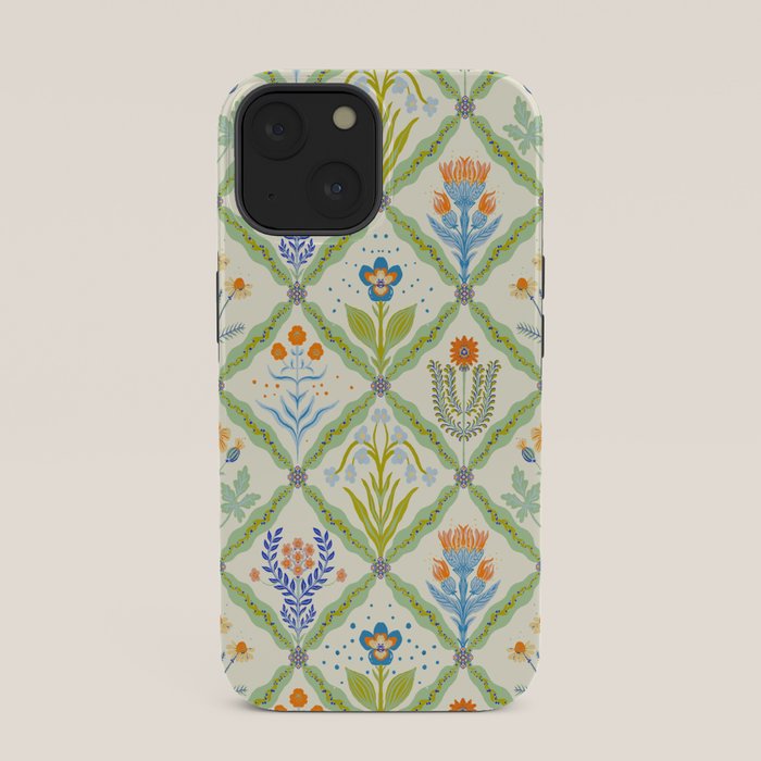 Vintage Botanical Floral Tile Pattern iPhone Case