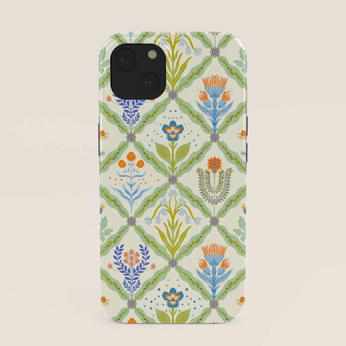 Vintage Botanical Floral Tile Pattern iPhone Case
