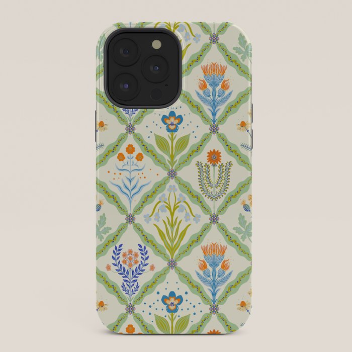 Vintage Botanical Floral Tile Pattern iPhone Case