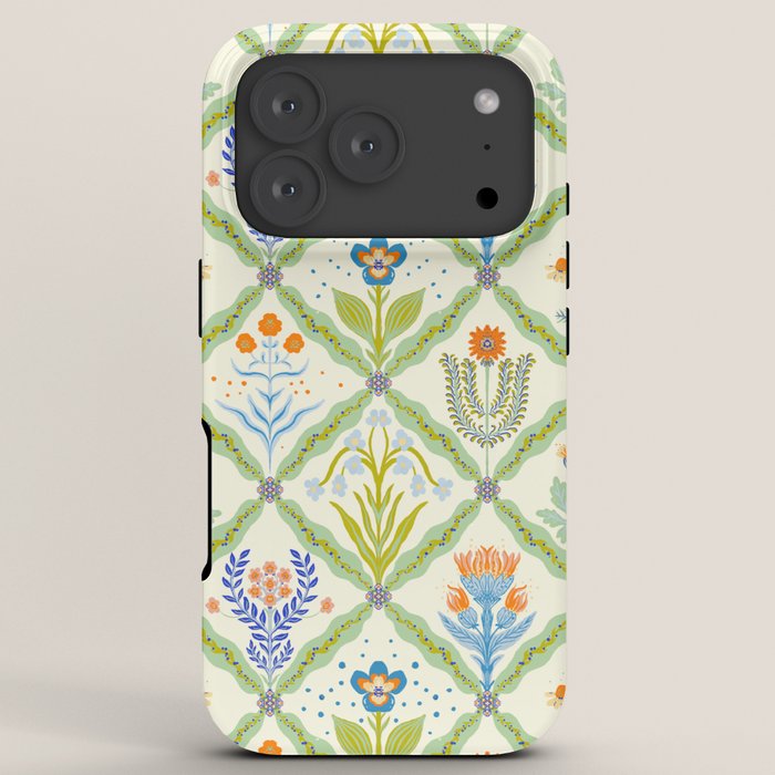 Vintage Botanical Floral Tile Pattern iPhone Case
