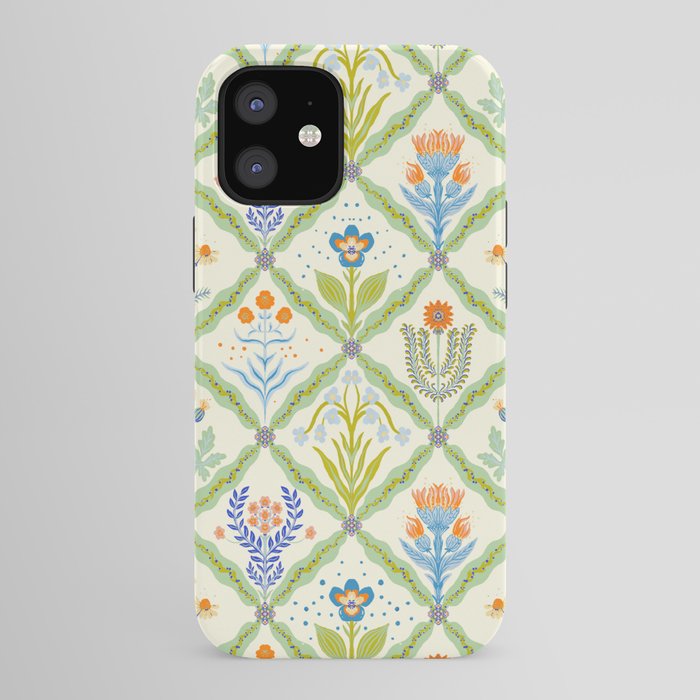 Vintage Botanical Floral Tile Pattern iPhone Case