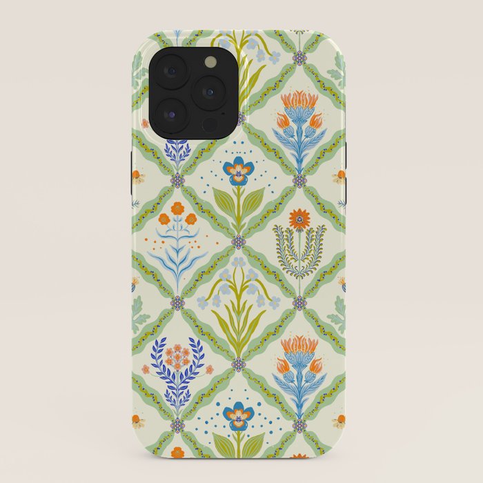 Vintage Botanical Floral Tile Pattern iPhone Case