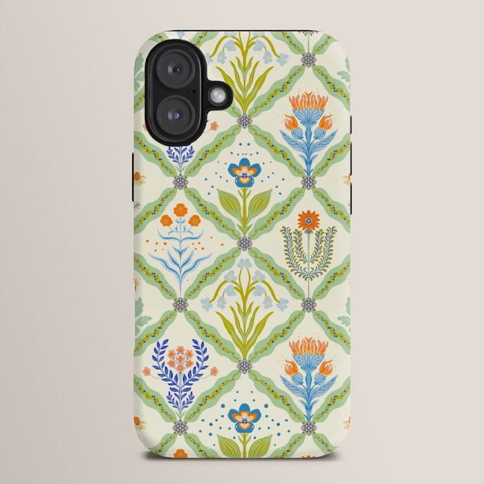 Vintage Botanical Floral Tile Pattern iPhone Case