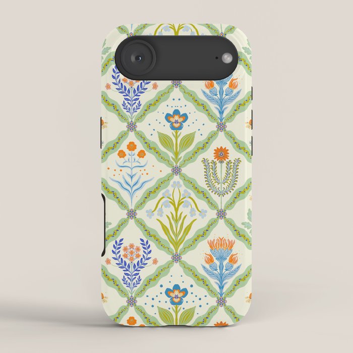 Vintage Botanical Floral Tile Pattern iPhone Case