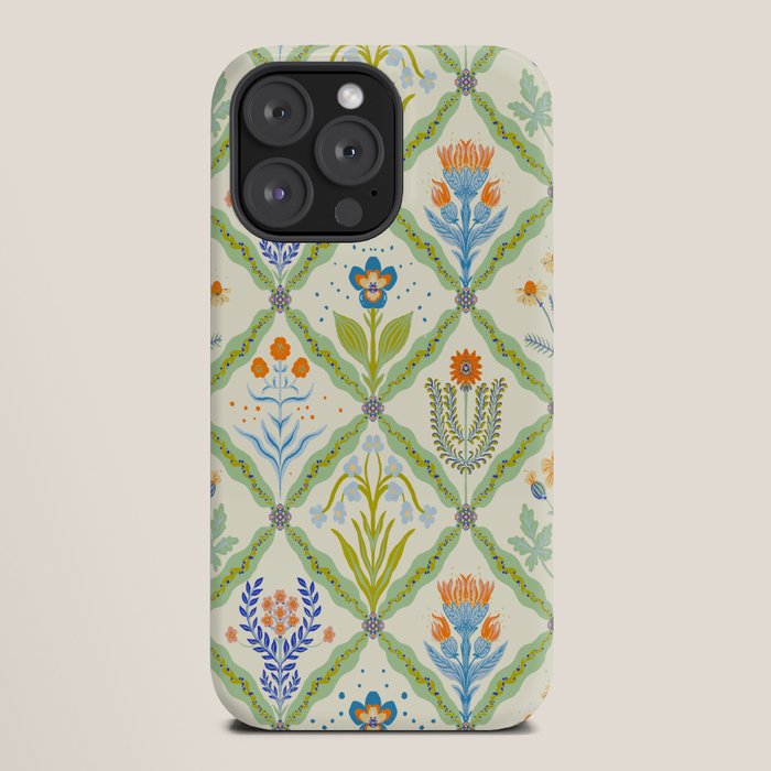 Vintage Botanical Floral Tile Pattern iPhone Case