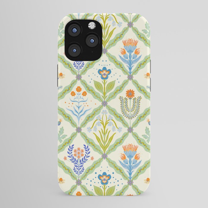 Vintage Botanical Floral Tile Pattern iPhone Case