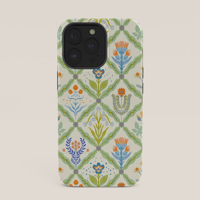 Vintage Botanical Floral Tile Pattern iPhone Case