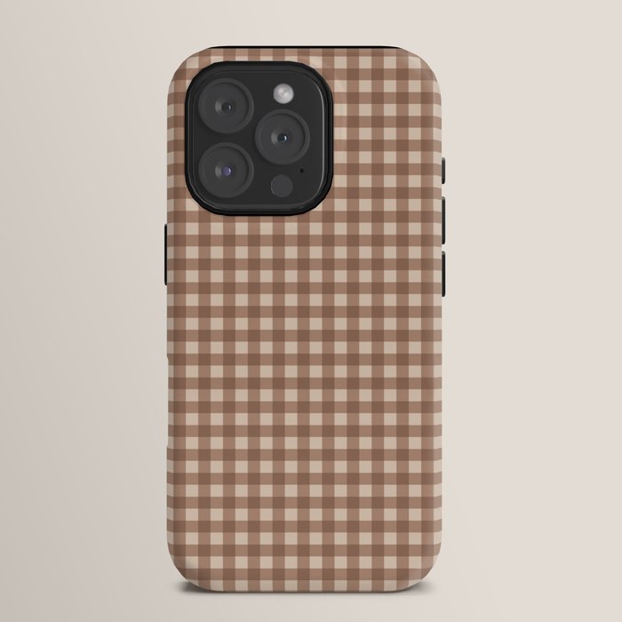 Gingham Plaid Pattern - Coffee Creme iPhone Case