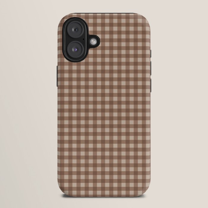 Gingham Plaid Pattern - Coffee Creme iPhone Case
