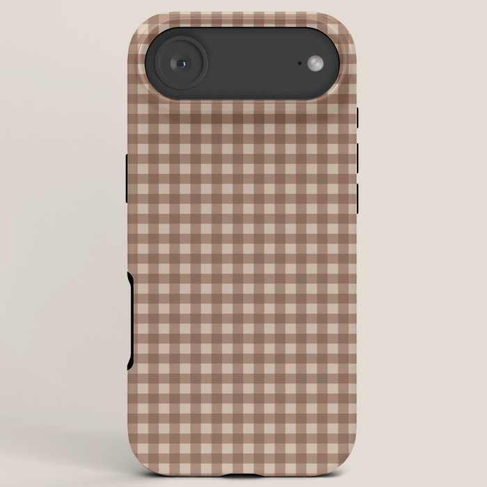 Gingham Plaid Pattern - Coffee Creme iPhone Case