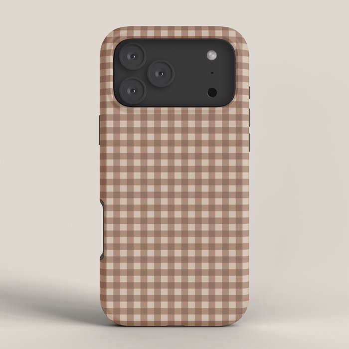 Gingham Plaid Pattern - Coffee Creme iPhone Case