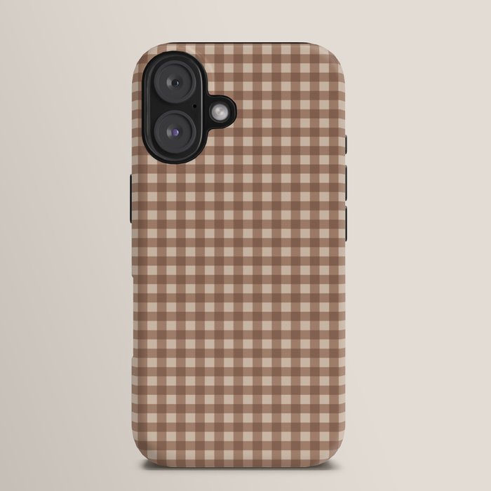 Gingham Plaid Pattern - Coffee Creme iPhone Case