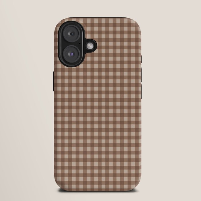 Gingham Plaid Pattern - Coffee Creme iPhone Case