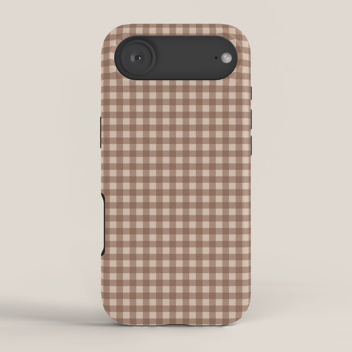 Gingham Plaid Pattern - Coffee Creme iPhone Case