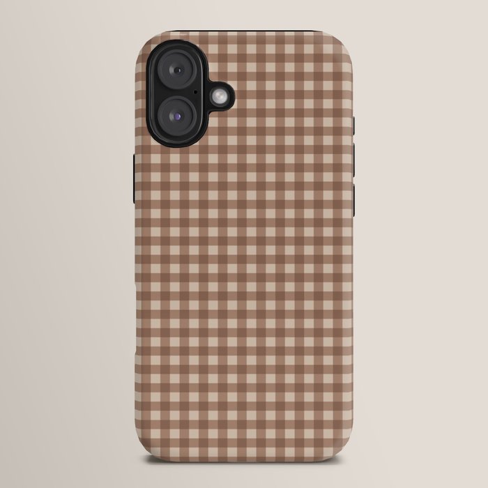 Gingham Plaid Pattern - Coffee Creme iPhone Case