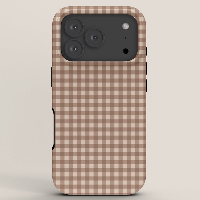 Gingham Plaid Pattern - Coffee Creme iPhone Case