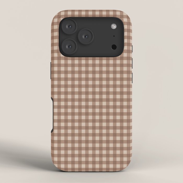 Gingham Plaid Pattern - Coffee Creme iPhone Case