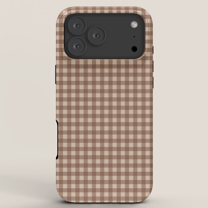 Gingham Plaid Pattern - Coffee Creme iPhone Case