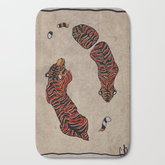 Two Tigers -- Ukiyo-e Style Bath Mat