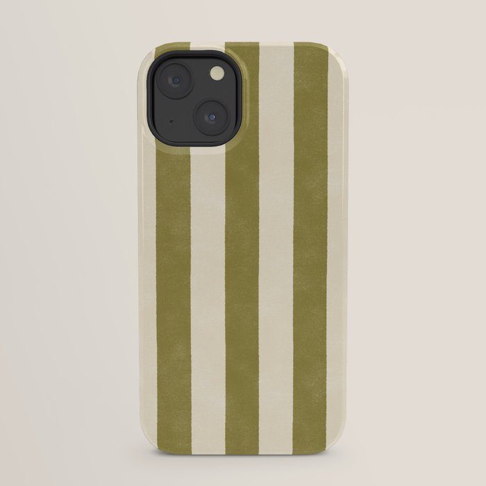 Cabana Stripe - moss green and cream iPhone Case