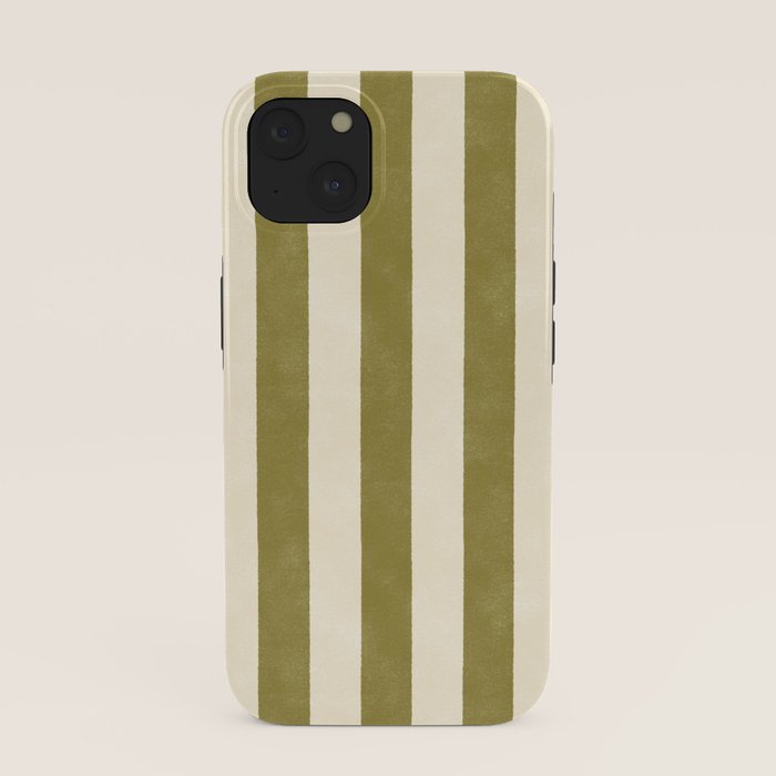 Cabana Stripe - moss green and cream iPhone Case
