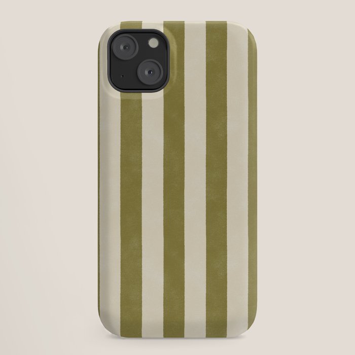 Cabana Stripe - moss green and cream iPhone Case