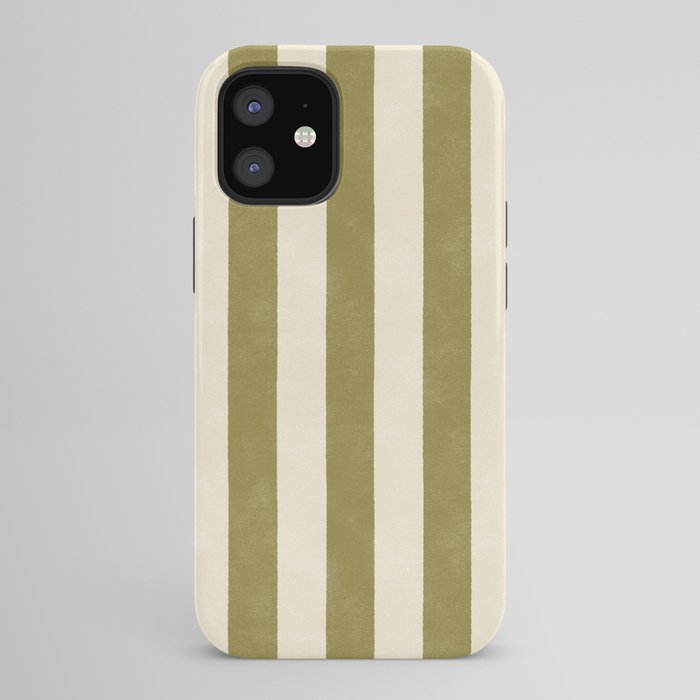 Cabana Stripe - moss green and cream iPhone Case