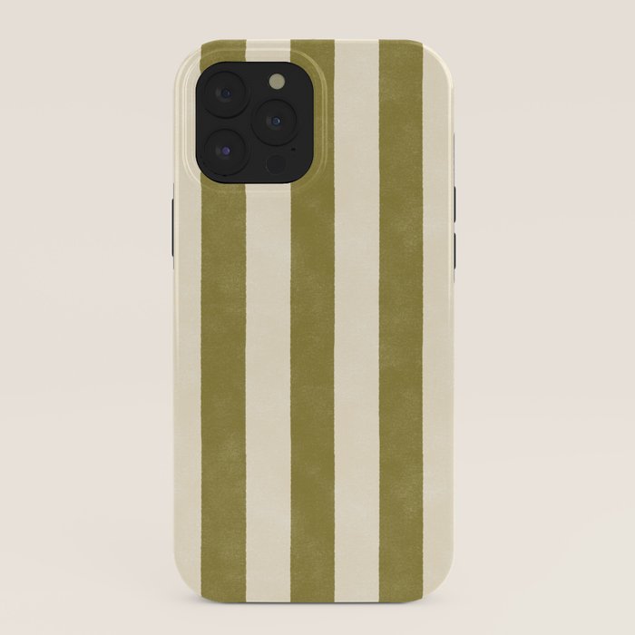 Cabana Stripe - moss green and cream iPhone Case