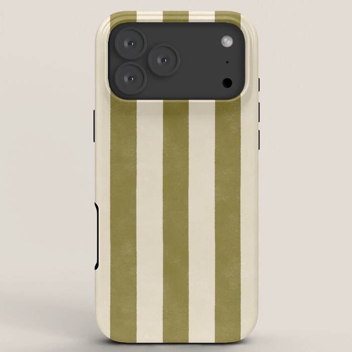 Cabana Stripe - moss green and cream iPhone Case