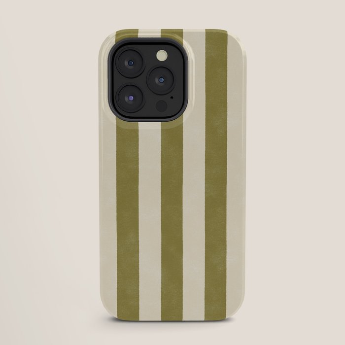 Cabana Stripe - moss green and cream iPhone Case