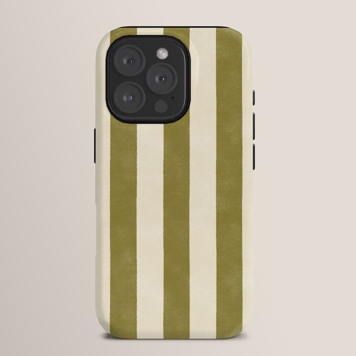 Cabana Stripe - moss green and cream iPhone Case
