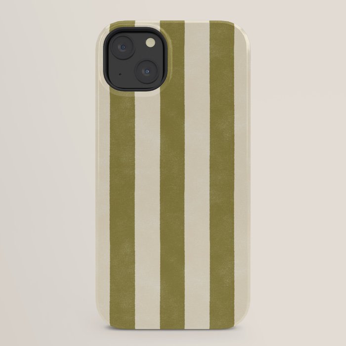 Cabana Stripe - moss green and cream iPhone Case