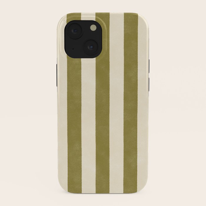 Cabana Stripe - moss green and cream iPhone Case