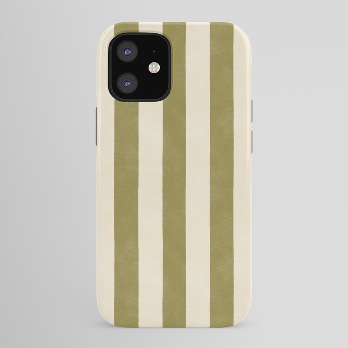 Cabana Stripe - moss green and cream iPhone Case