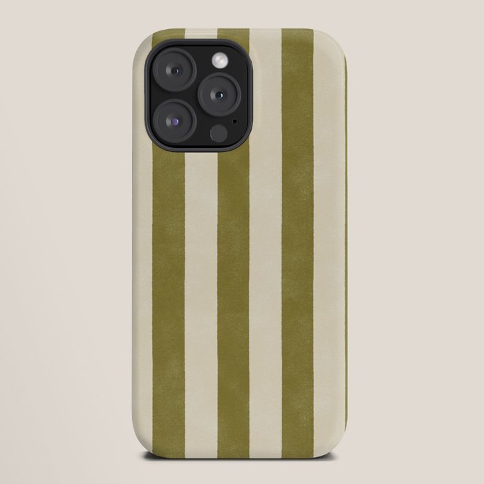 Cabana Stripe - moss green and cream iPhone Case