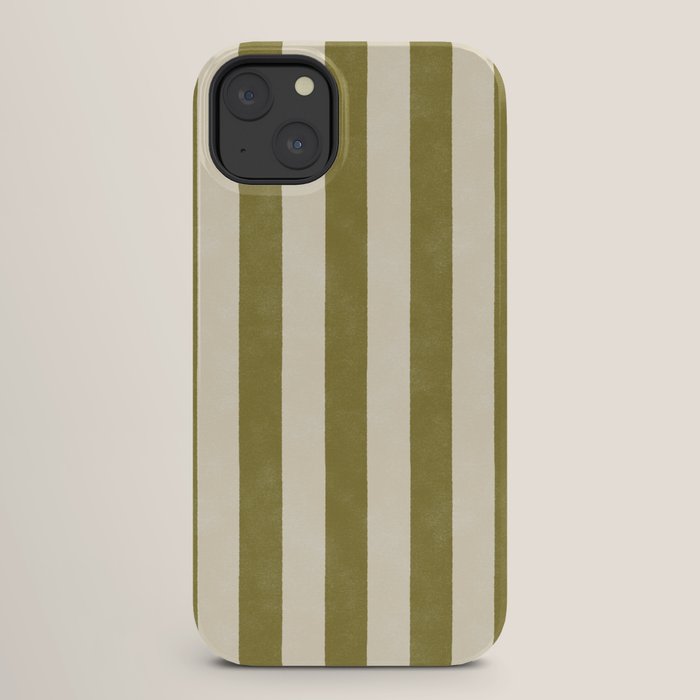 Cabana Stripe - moss green and cream iPhone Case