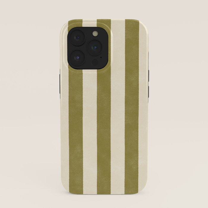 Cabana Stripe - moss green and cream iPhone Case