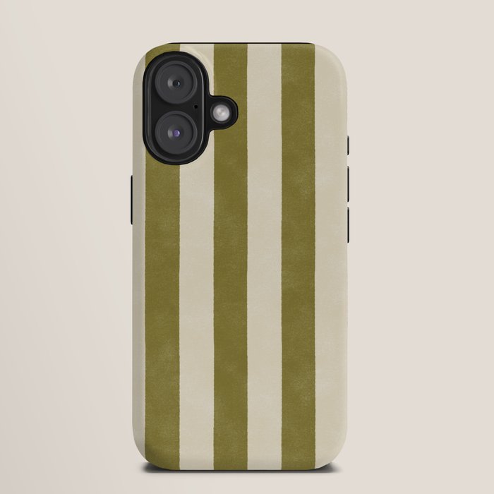 Cabana Stripe - moss green and cream iPhone Case