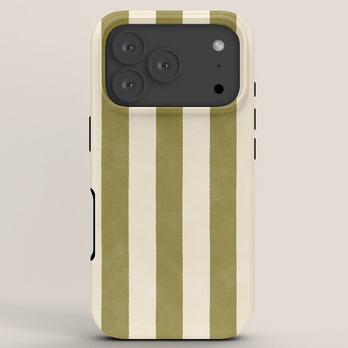 Cabana Stripe - moss green and cream iPhone Case