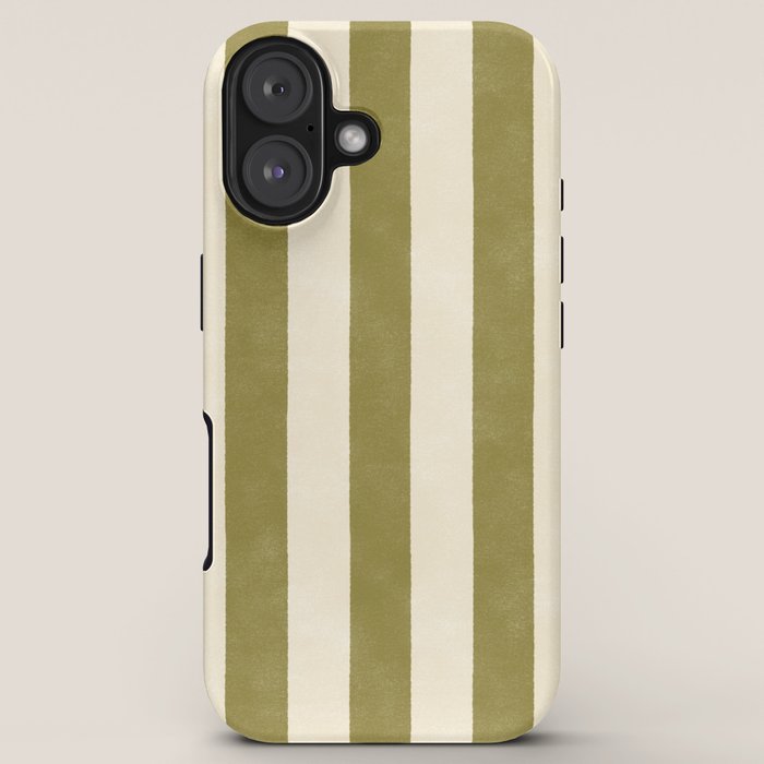 Cabana Stripe - moss green and cream iPhone Case
