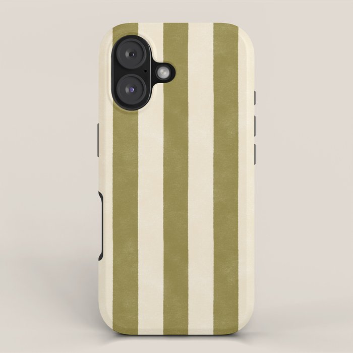Cabana Stripe - moss green and cream iPhone Case