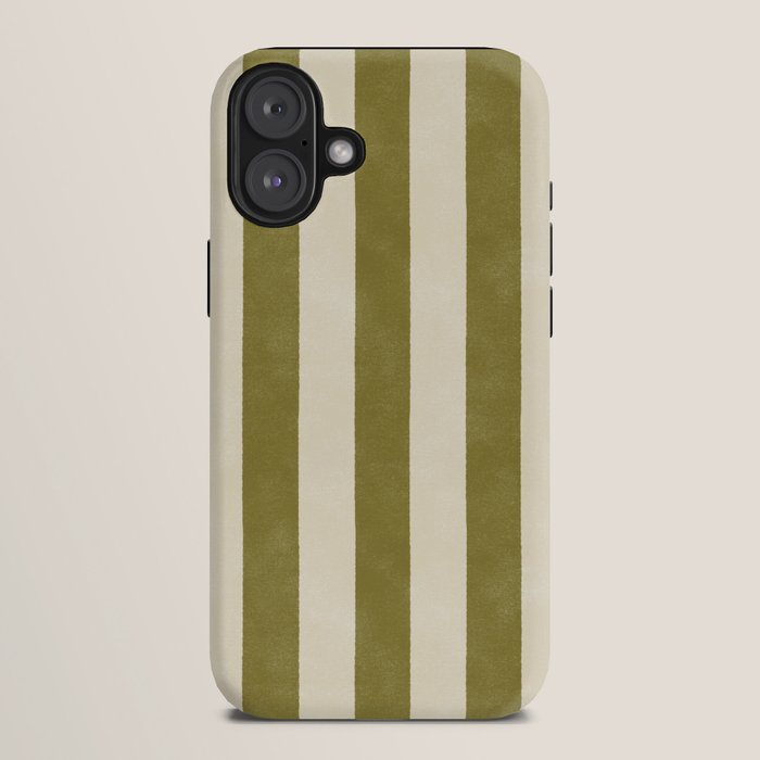 Cabana Stripe - moss green and cream iPhone Case