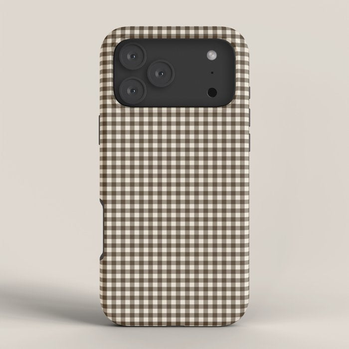 brown gingham iPhone Case