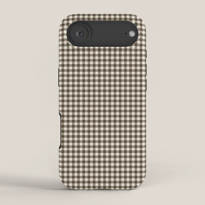 brown gingham iPhone Case