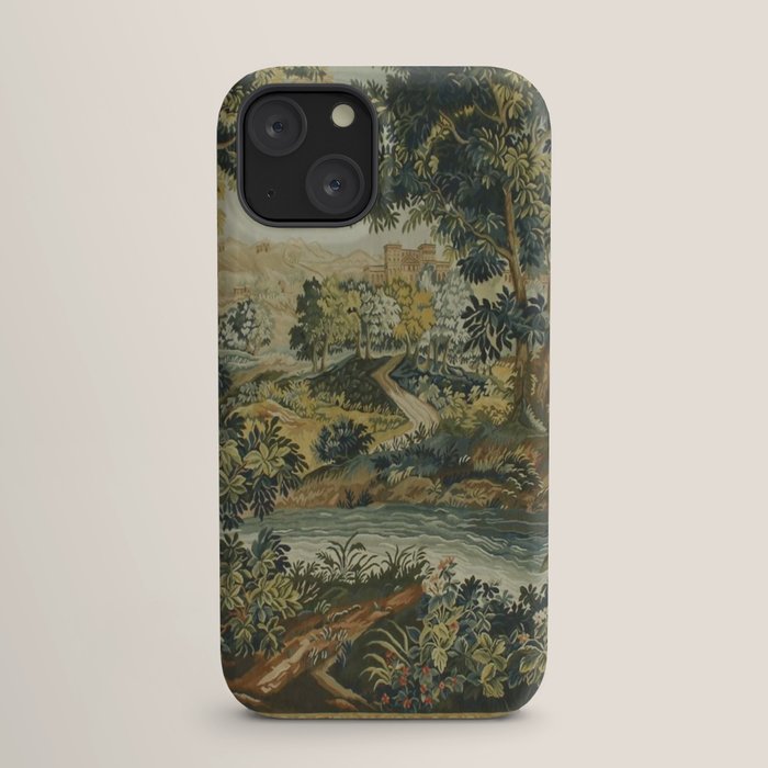 Antique 18th Century Verdure French Aubusson Tapestry iPhone Case