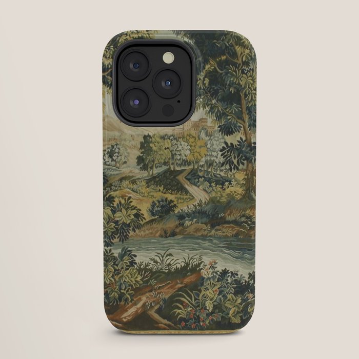 Antique 18th Century Verdure French Aubusson Tapestry iPhone Case